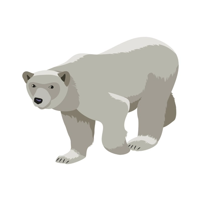 Arctic research isometric composition with isolated image of northern animal on blank background vector illustration