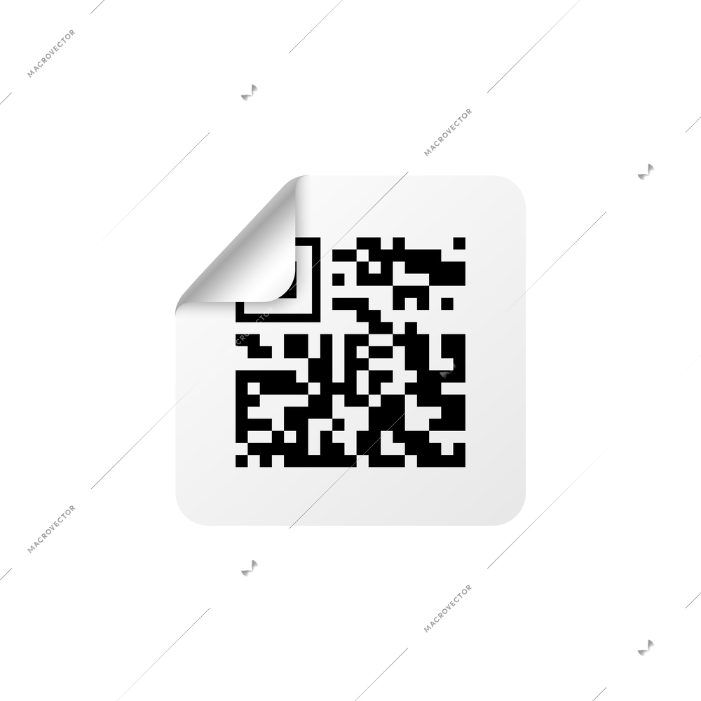 Qr bar code types stickers composition with isolated front view of sticky paper with printed code vector illustration