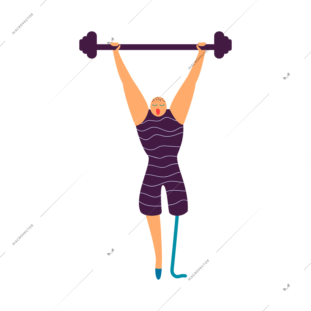 Disabled people sport flat composition with doodle incapitated person doing sports on blank background vector illustration