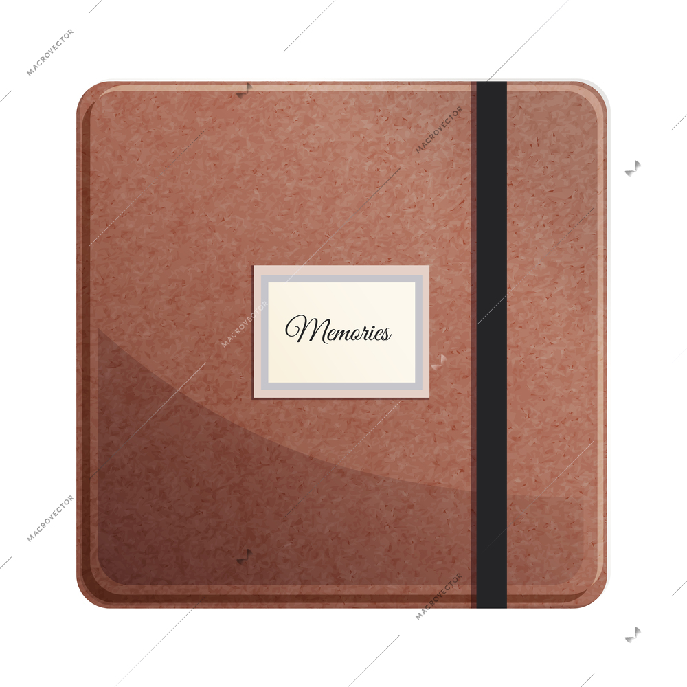 Diary photo album memories composition with isolated image of accessory on blank background vector illustration