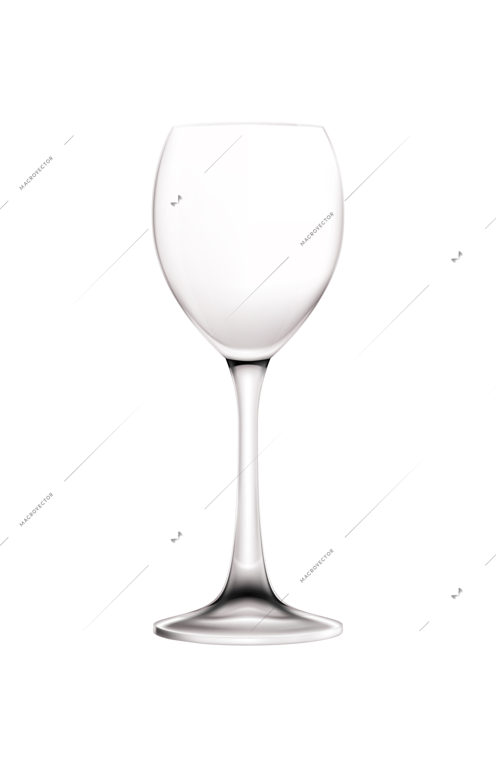 Wine realistic composition with isolated image of empty glass on blank background vector illustration