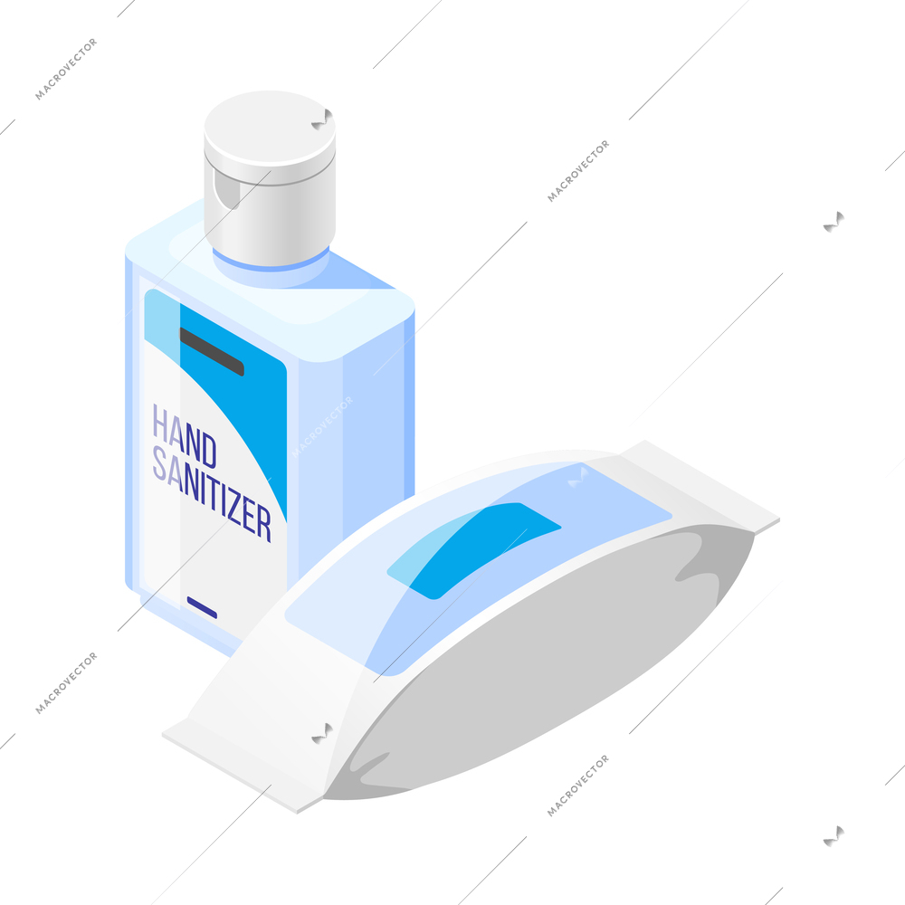 Personal hygiene isometric composition with isolated icons of hygienic products on blank background vector illustration