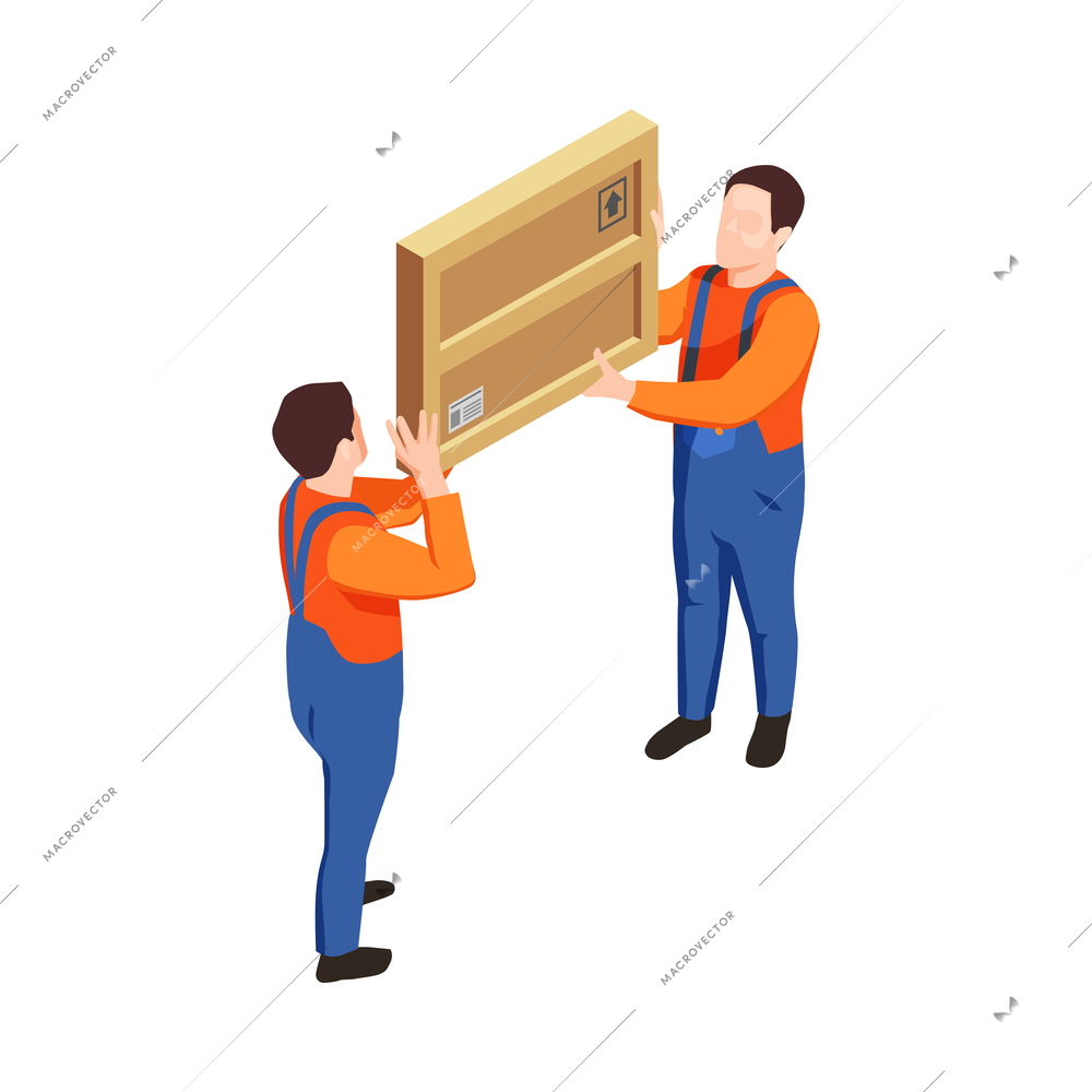 Construction workers isometric composition with human characters in uniform with tools vector illustration