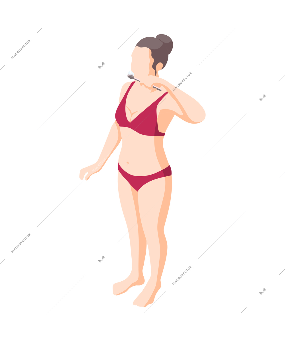 Personal hygiene isometric composition with faceless human character on blank background vector illustration