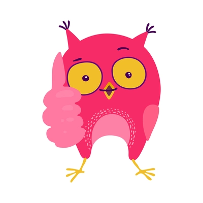 Emotion stickers owl composition with isolated cartoon style character of bird on blank background vector illustration