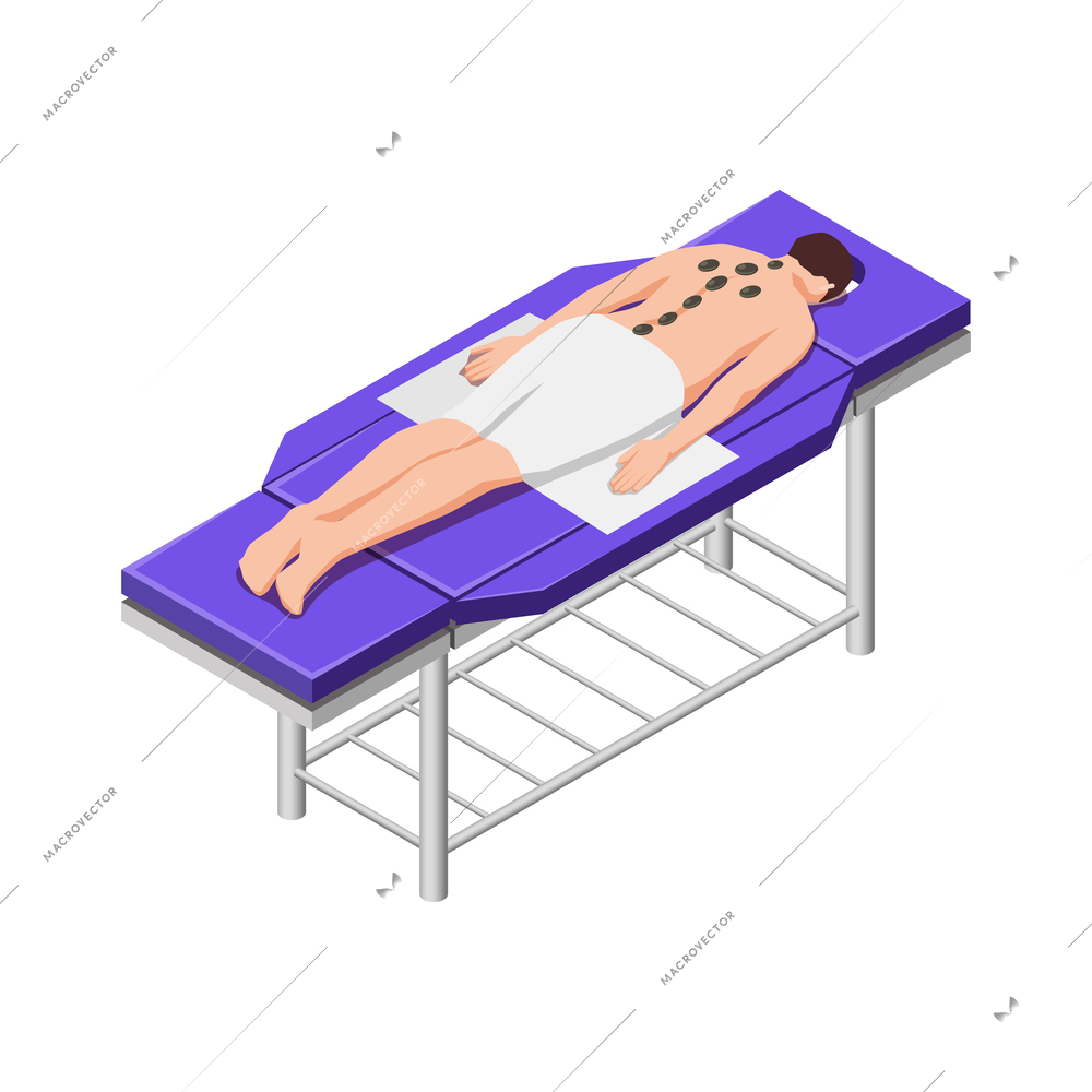 Spa beauty salon isometric composition with faceless human character on blank background vector illustration