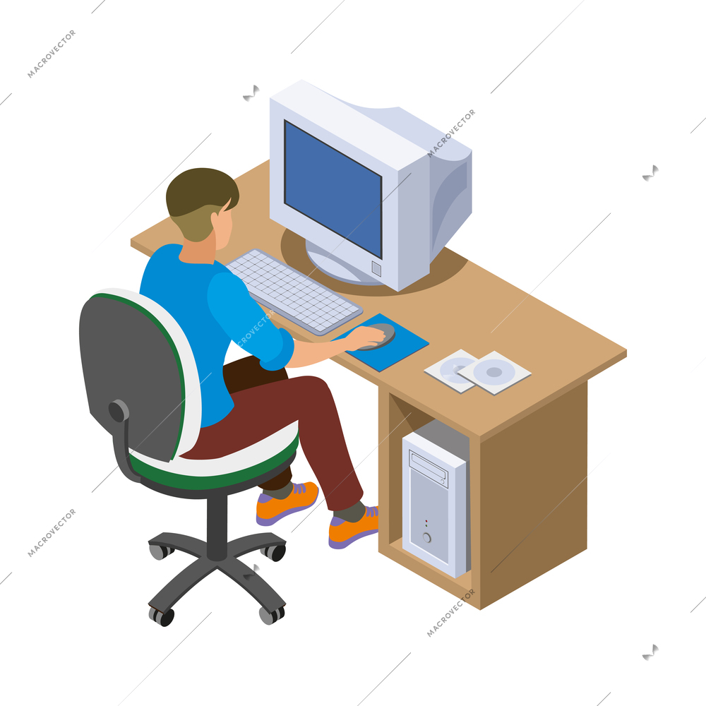 Digital gadget evolution isometric composition with isolated computer technology icons with people vector illustration