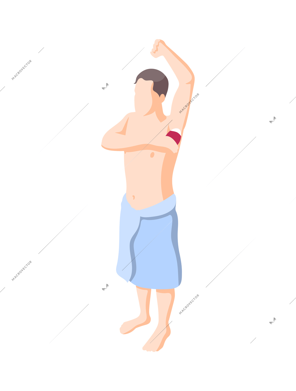 Personal hygiene isometric composition with faceless human character on blank background vector illustration