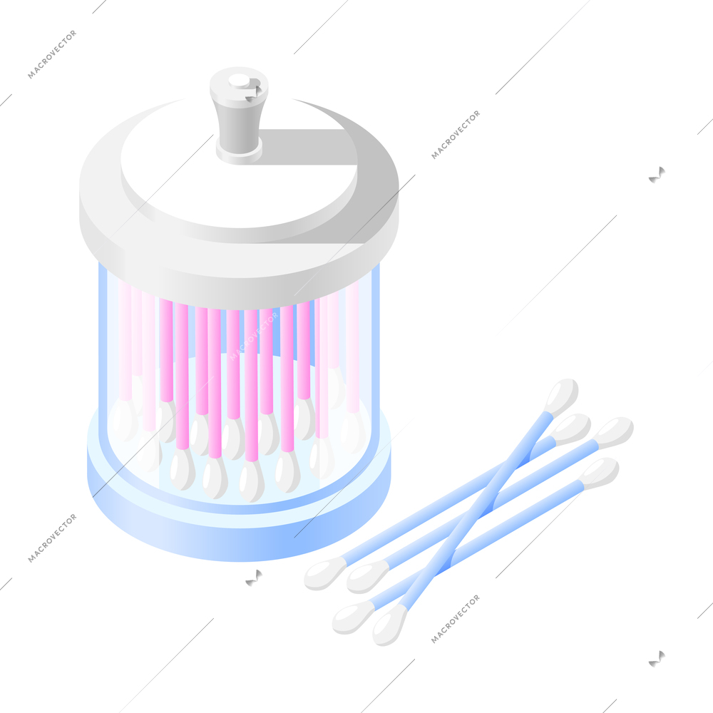 Personal hygiene isometric composition with isolated icons of hygienic products on blank background vector illustration