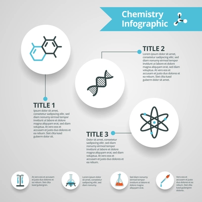 Chemistry infographics set with science and research paper symbols vector illustration