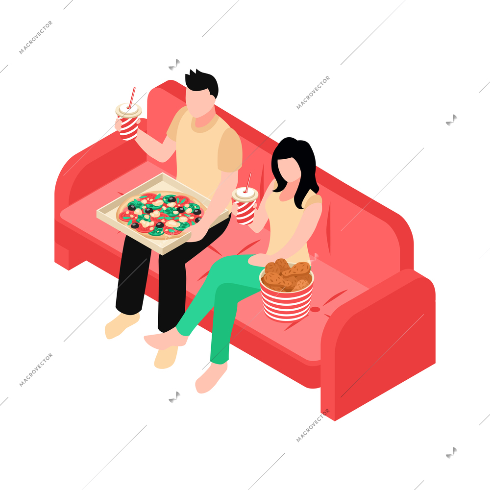 Isometric daily routine composition with faceless human characters on blank background vector illustration