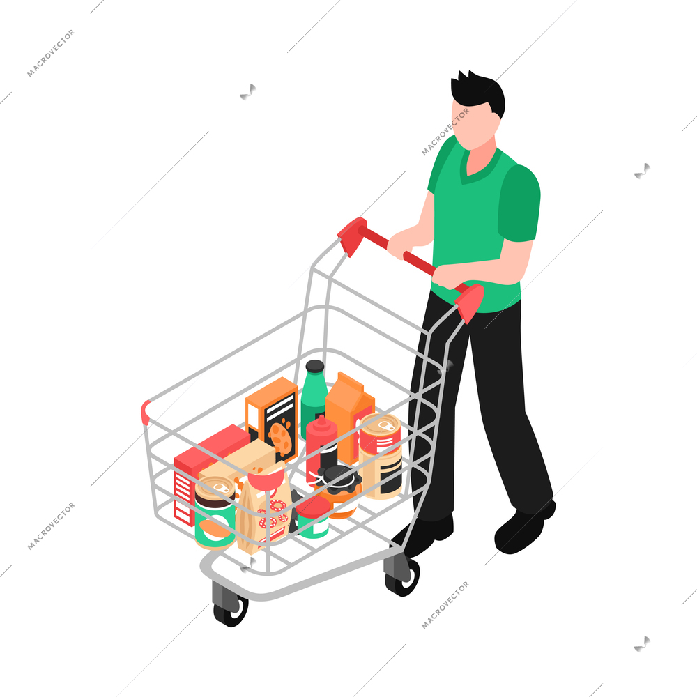 Isometric daily routine composition with faceless human character on blank background vector illustration