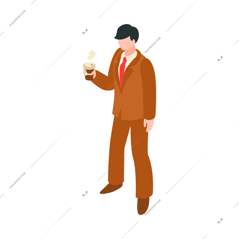 Isometric bad habits addiction composition with isolated human character on blank background vector illustration