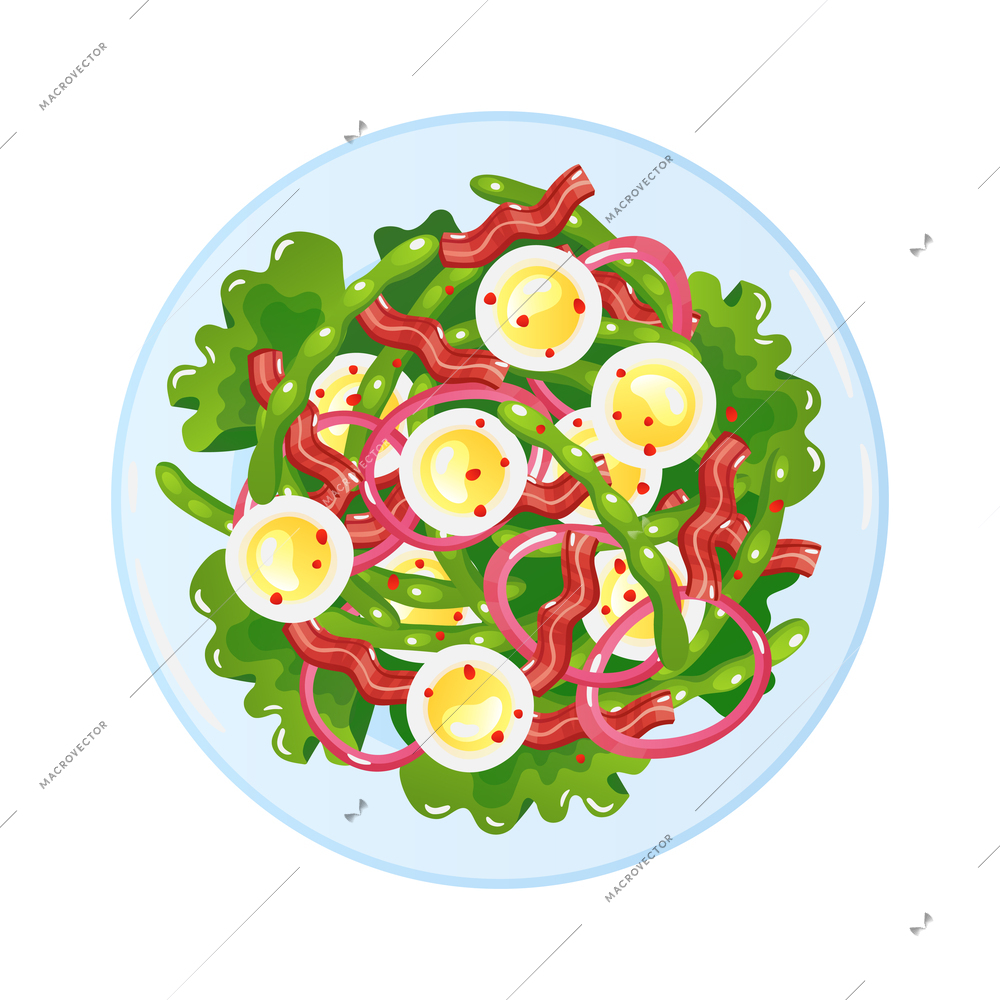 Egg dishes composition with isolated top view of meal solution on blank background vector illustration