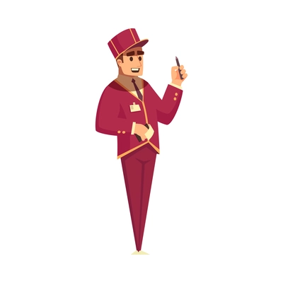 Hotel staff composition with isolated cartoon style character on blank background vector illustration