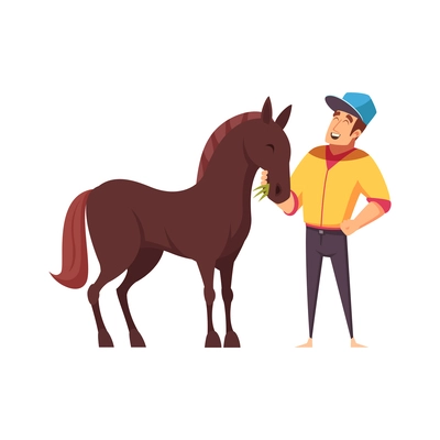 Equestrian sport composition with isolated cartoon style icons on blank background vector illustration