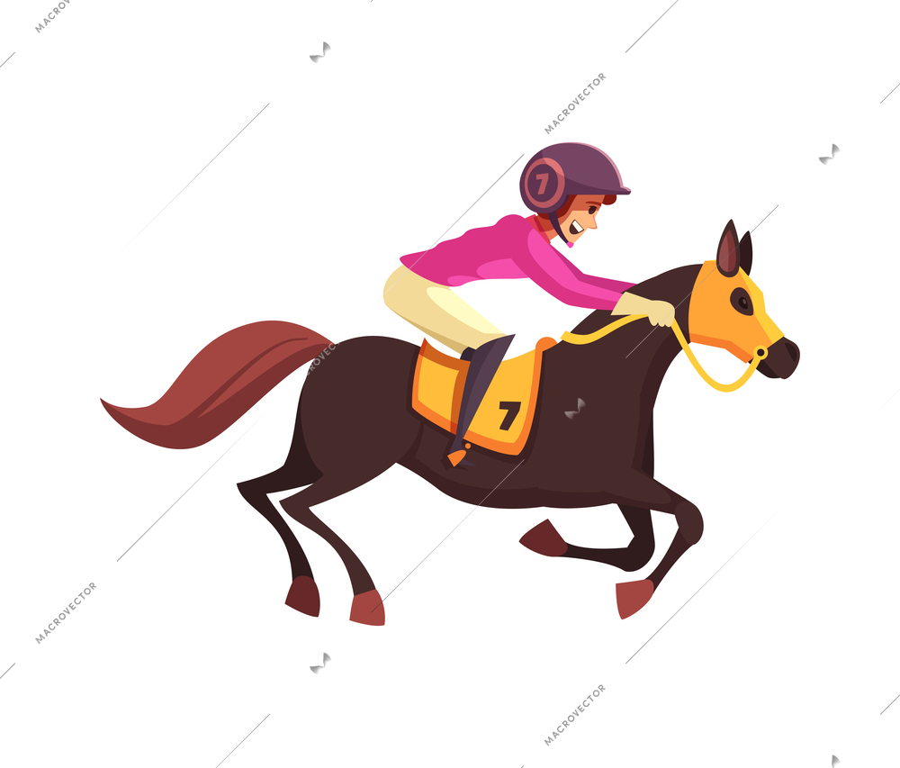 Equestrian sport composition with isolated cartoon style icons on blank background vector illustration