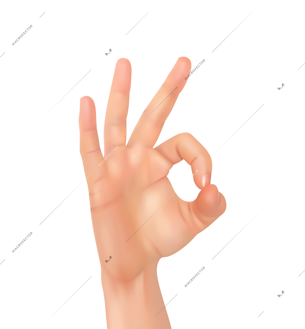 Realistic hands composition with isolated human hand icons on transparent background vector illustration