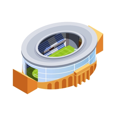 World cup soccer stadiums isometric composition with isolated view of russian football arena on blank background vector illustration