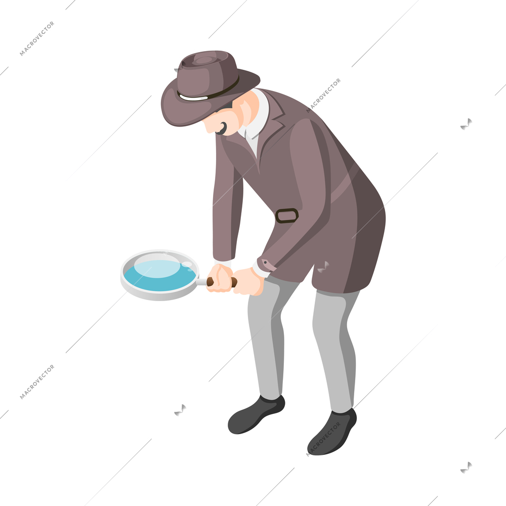 Classic detective isometric composition with secret agents investigators police inspector icons vector illustration