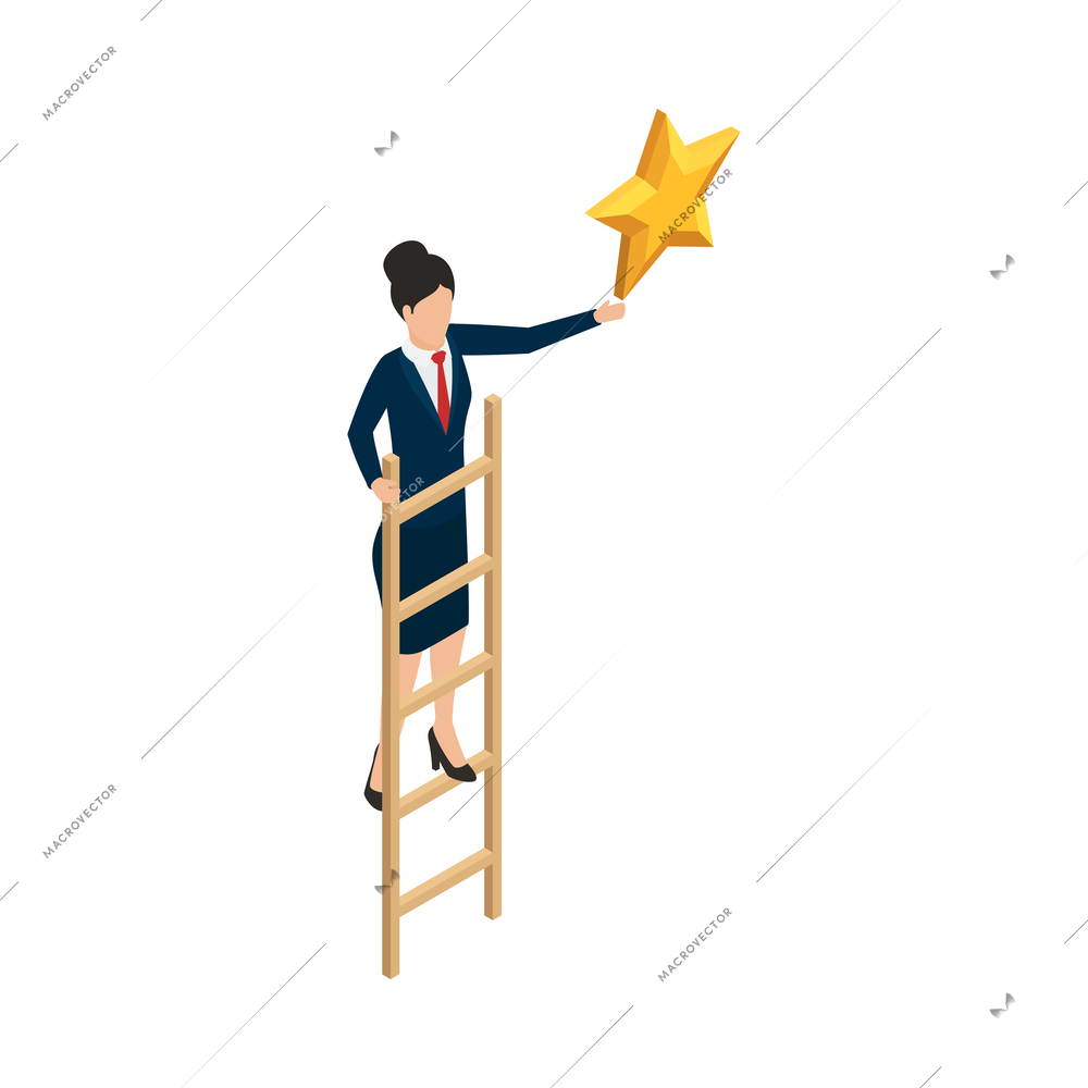 Entrepreneur concept isometric composition with faceless human character and business icons vector illustration