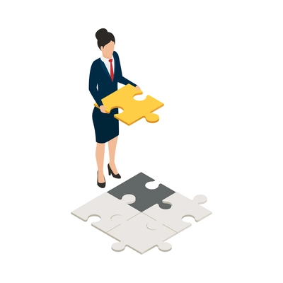 Entrepreneur concept isometric composition with faceless human character and business icons vector illustration