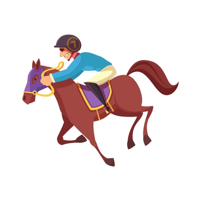 Equestrian sport composition with isolated cartoon style icons on blank background vector illustration