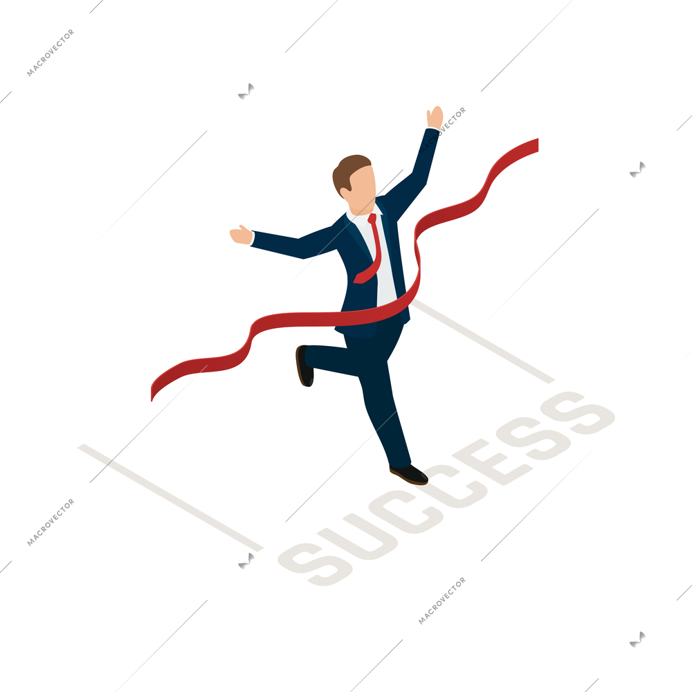 Entrepreneur concept isometric composition with faceless human character and business icons vector illustration