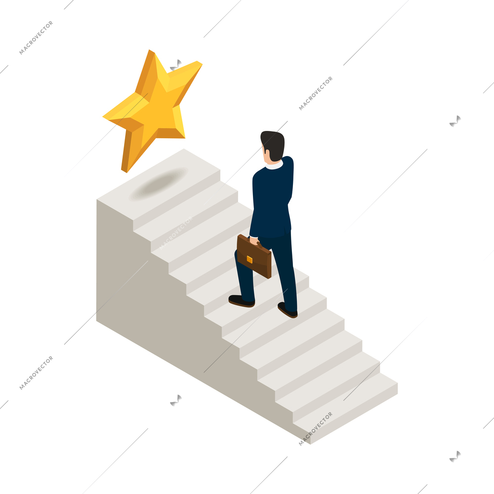 Entrepreneur concept isometric composition with faceless human character and business icons vector illustration