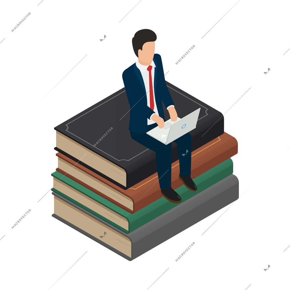 Entrepreneur concept isometric composition with faceless human character and business icons vector illustration