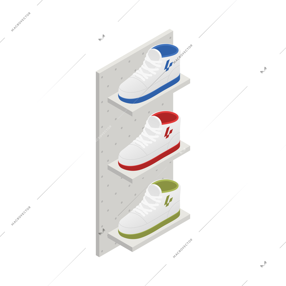 Sport shop isometric composition with isolated icon of item for sale on blank background vector illustration