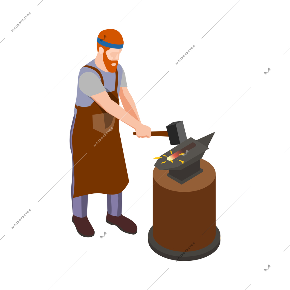 Medieval isometric composition with isolated faceless human character in vintage apparel vector illustration