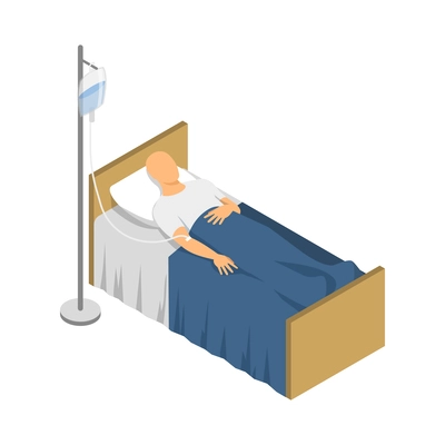 Isometric disable people composition with isolated human character of needy person on blank background vector illustration