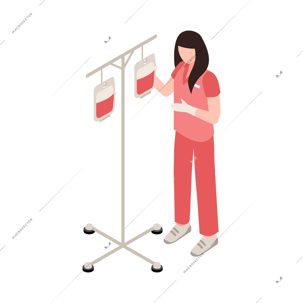 Isometric blood donor composition with isolated medical image on blank background vector illustration