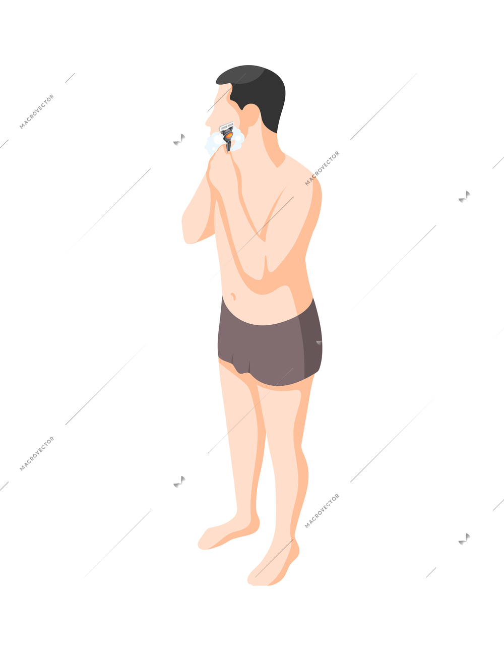 Personal hygiene isometric composition with faceless human character on blank background vector illustration