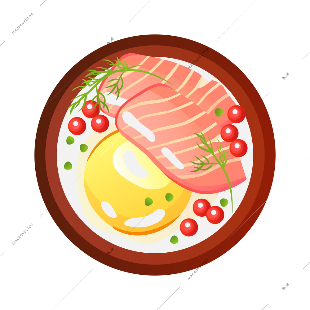 Egg dishes composition with isolated top view of meal solution on blank background vector illustration