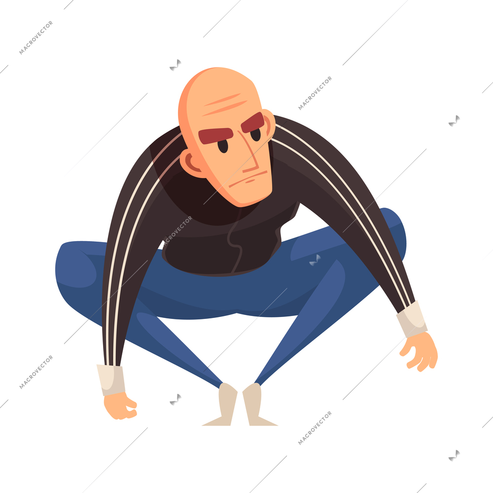 Criminal character composition with isolated cartoon style human character on blank background vector illustration