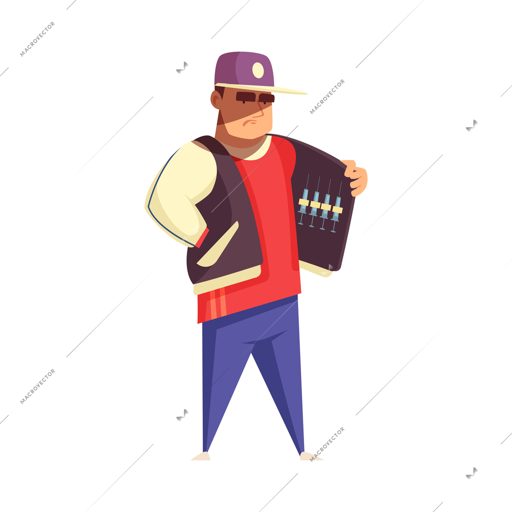 Criminal character composition with isolated cartoon style human character on blank background vector illustration