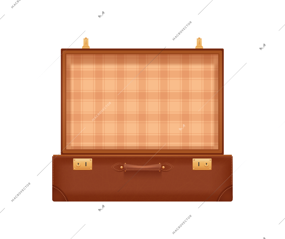 Baggage suitcase realistic composition with isolated front view image of travel bag on blank background vector illustration