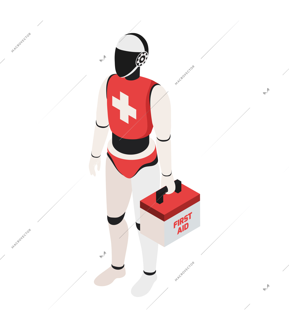Modern medical technology isometric composition with icons of futuristic utilities on blank background vector illustration