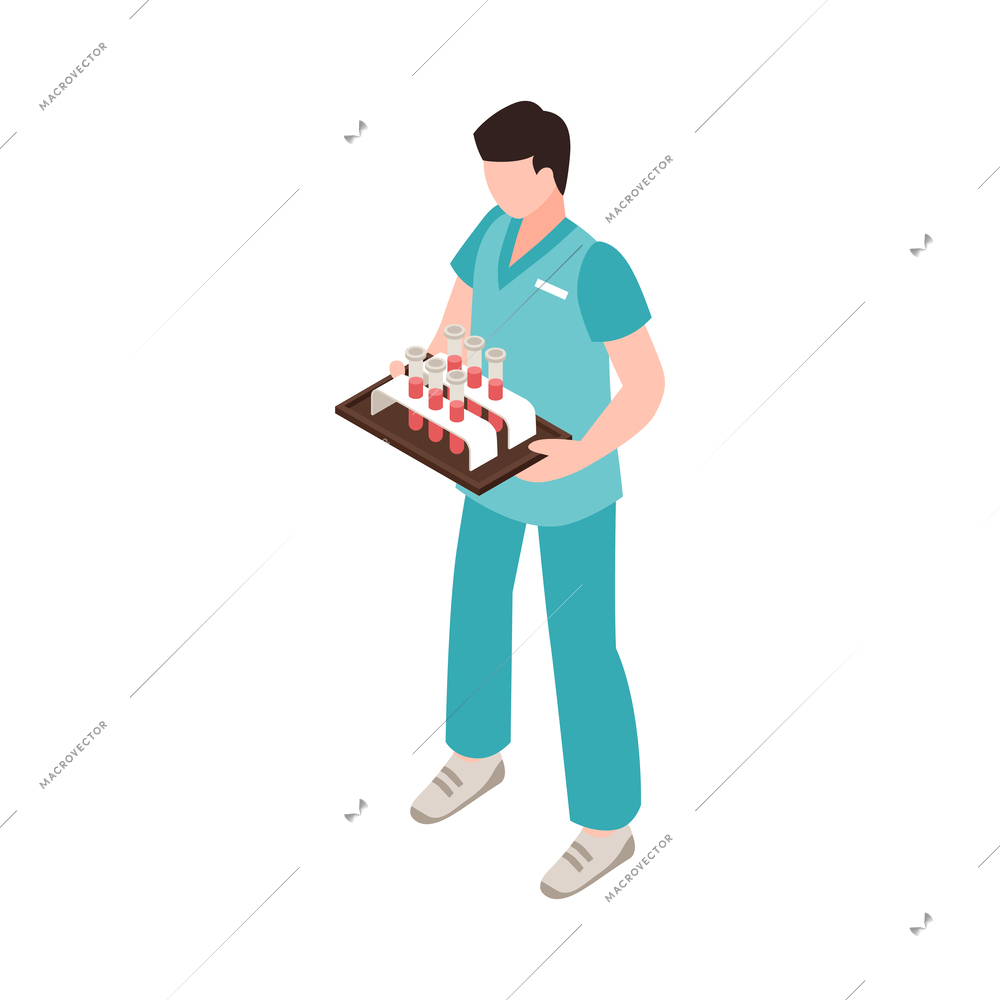 Isometric blood donor composition with isolated medical image on blank background vector illustration
