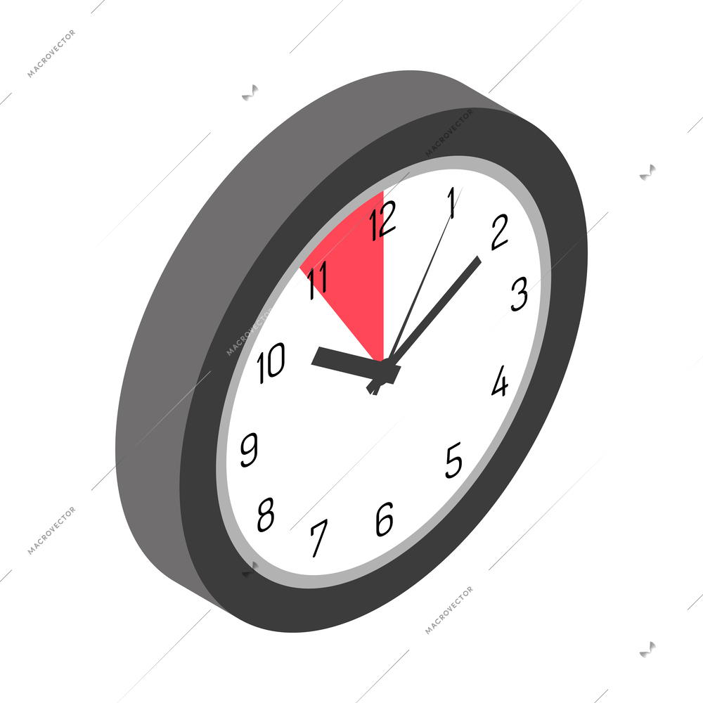 Isometric deadline composition with isolated time management icon on blank background vector illustration