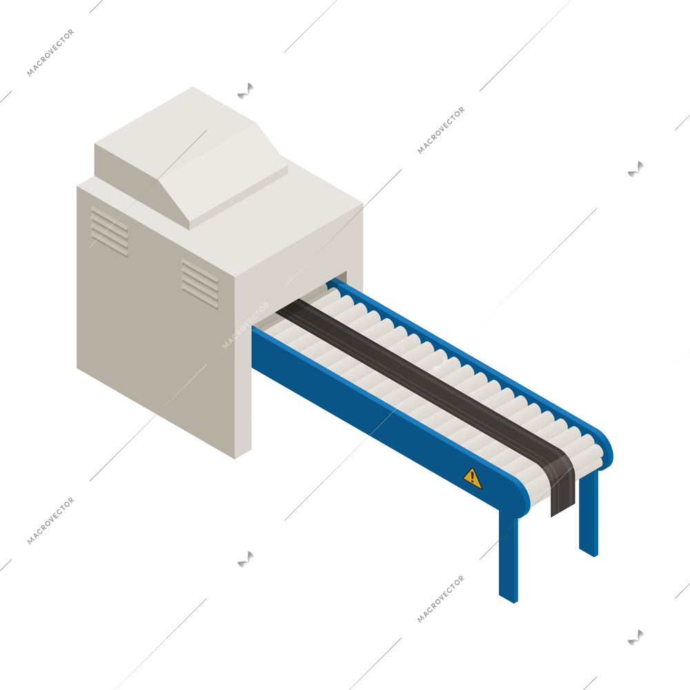 Tire production service isometric composition with isolated machinery image on blank background vector illustration