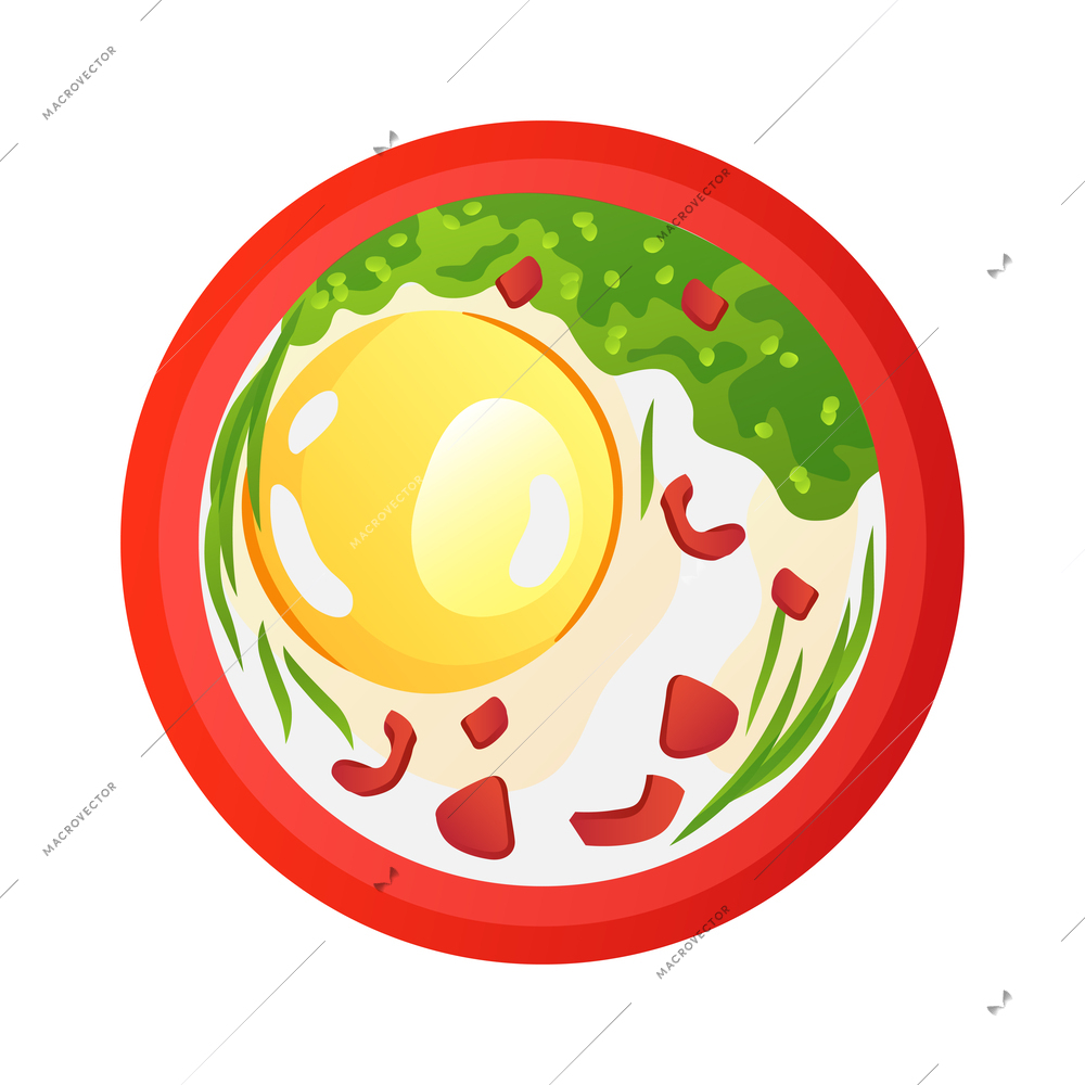 Egg dishes composition with isolated top view of meal solution on blank background vector illustration