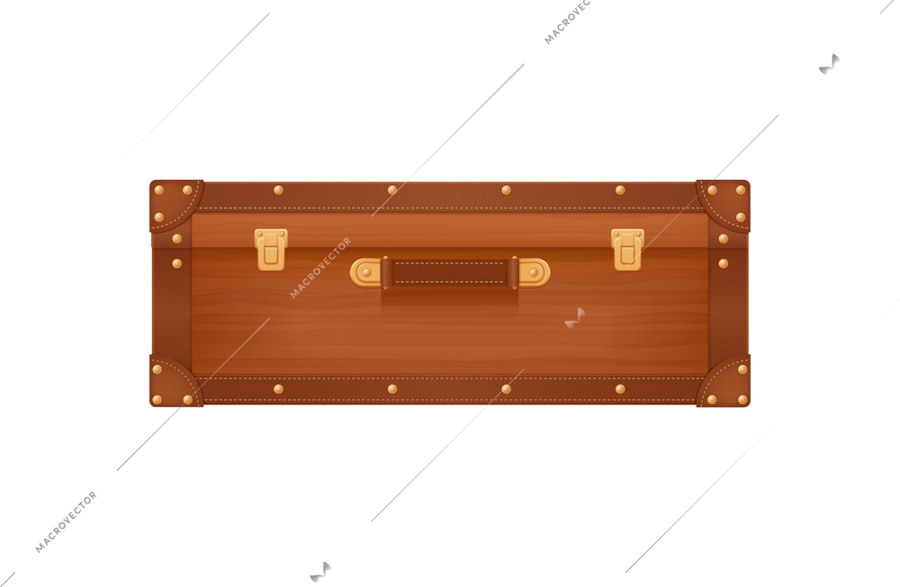 Baggage suitcase realistic composition with isolated front view image of travel bag on blank background vector illustration