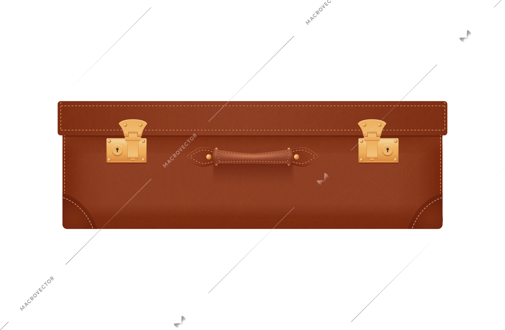 Baggage suitcase realistic composition with isolated front view image of travel bag on blank background vector illustration