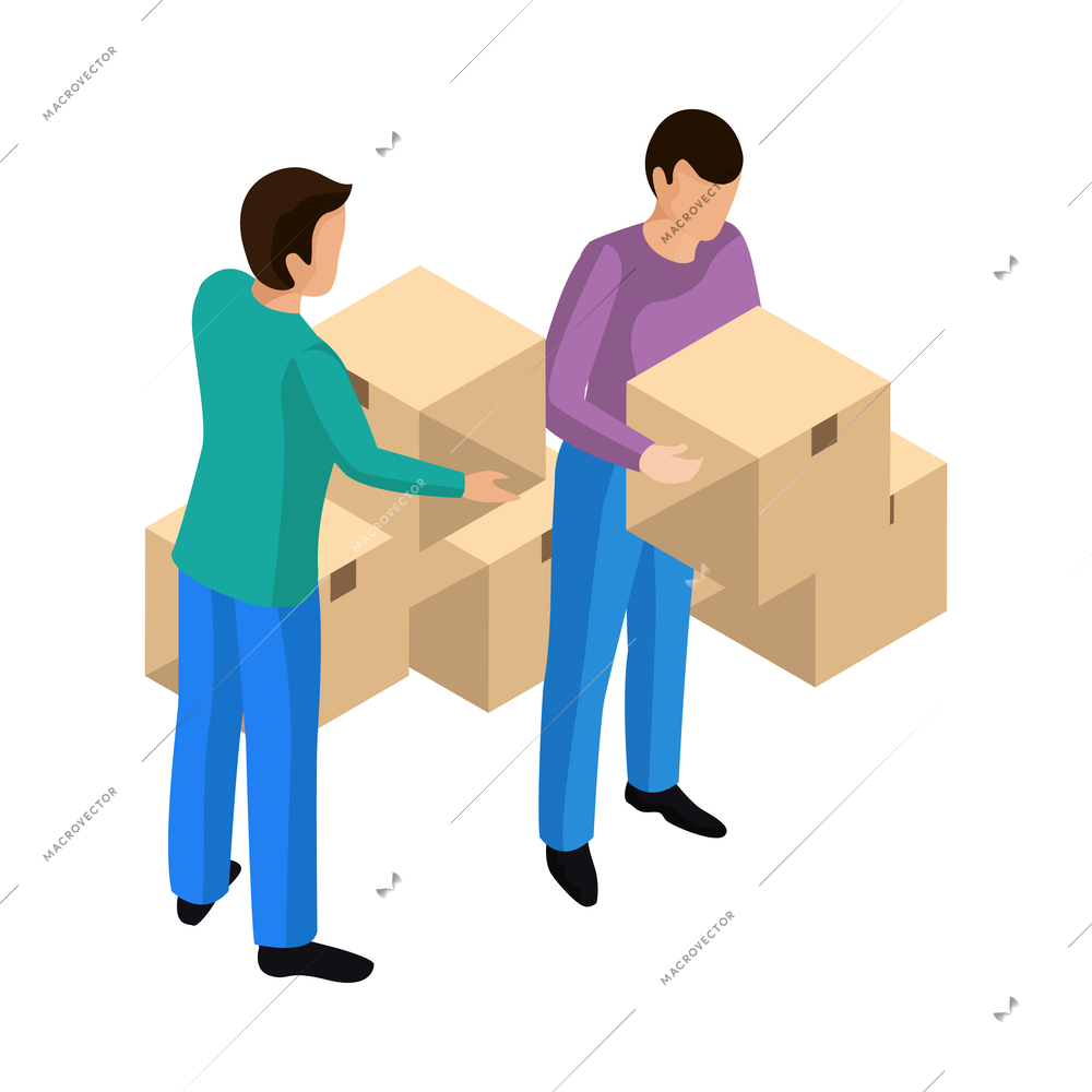 Sharing economy isometric composition with human characters sharing items on blank background vector illustration
