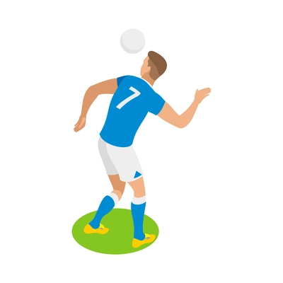 Football isometric composition with human character in uniform on blank background vector illustration