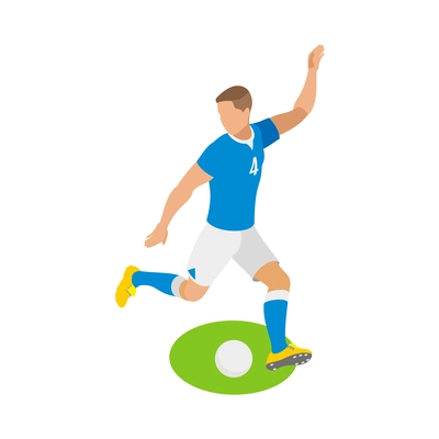 Football isometric composition with human character in uniform on blank background vector illustration