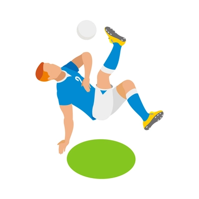 Football isometric composition with human character in uniform on blank background vector illustration